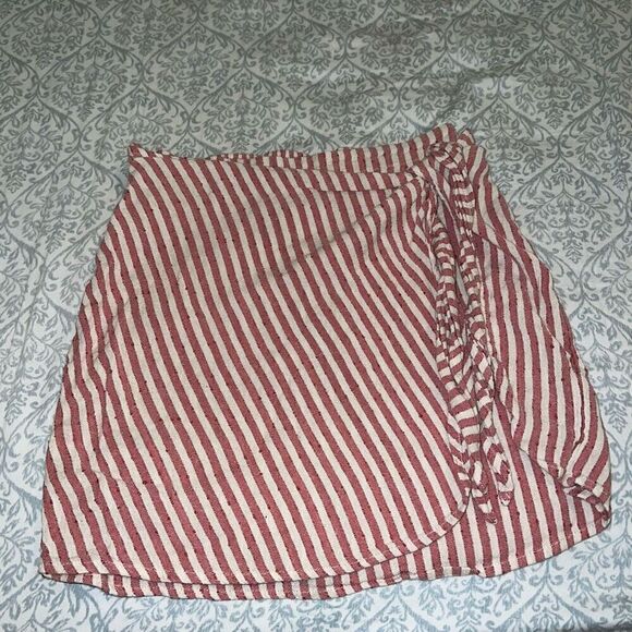 Billabong sincerely jules red striped wrap skirt size M - Picture 2 of 6